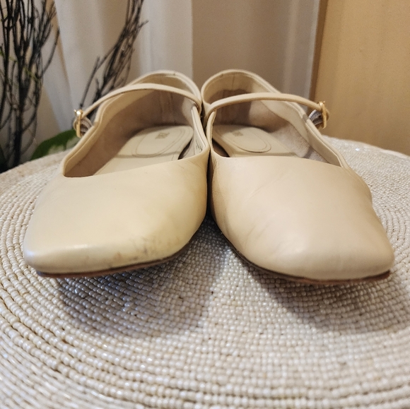 Zara Leather Ballet Flats, Off White, Size 10 Mary Jane style - Picture 7 of 7